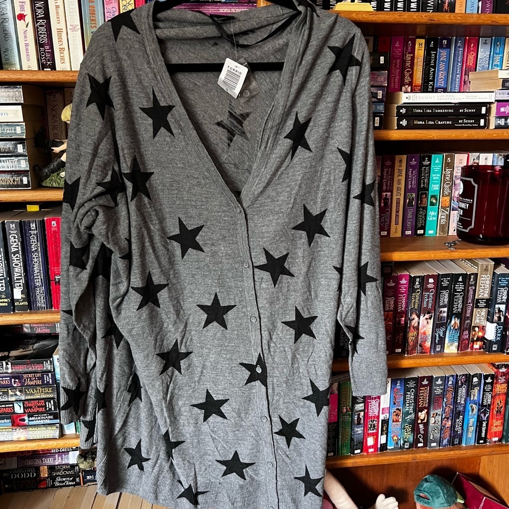 NWT Gray Slub Star Cardigan​